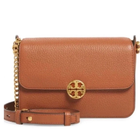 Tory Burch Handbags - Tory Burch Chelsea Convertible Shoulder Crossbody Tan Brown Leather Bag